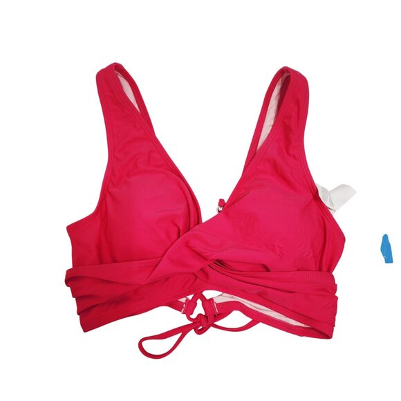 Two-Piece Red Wrap Bikini Top Floral Tie-Side Swimsuit Womens Cupshe Size M - Picture 3 of 6